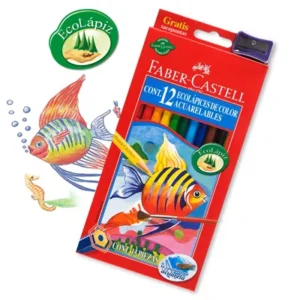 Lapices 12 Colores Largos Acuarelables Hexagonales + Sacapunta Faber Castell