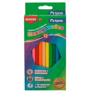 Lapices 12 Colores Largos Imagia Hexagonales Torre